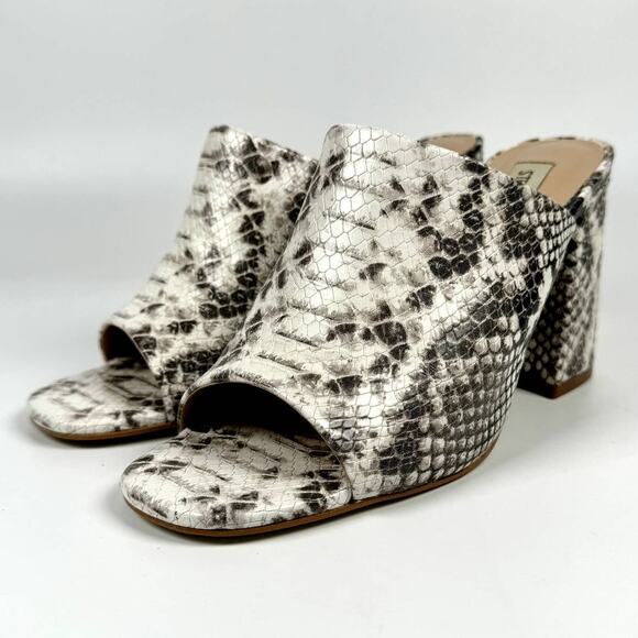 Steve Madden Women's Mules Block Heel Esmeralda Clarence Snakeskin Size 6M - Picture 1 of 10